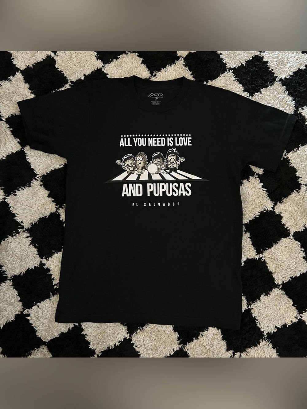 All You Need Is Love And Pupusas - El Salvador Graphic T-Shirt - Funny Beatles